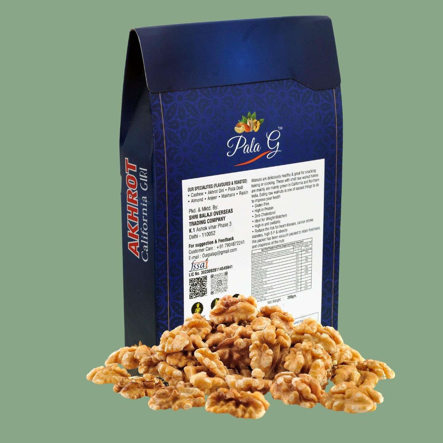 Premium Walnut Kernels (Akhrot Giri) 200g π§ | Fresh, Crunchy & Omega-3 Rich | Healthy Dry Fruit (Pack of 1)