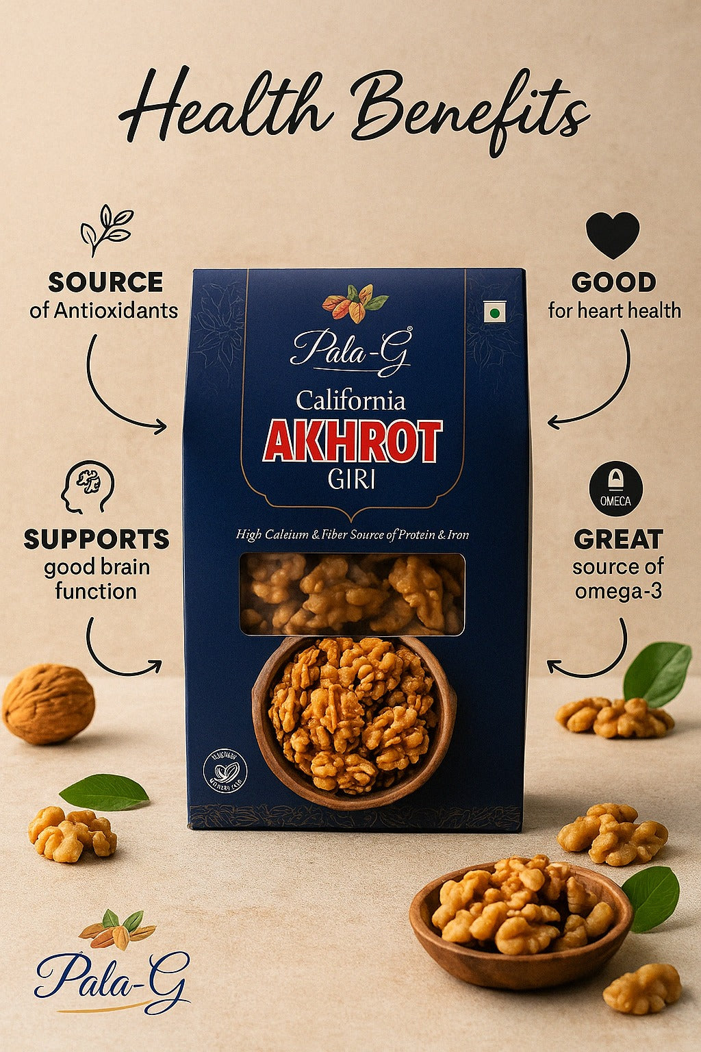 Premium Walnut Kernels (Akhrot Giri) 200g π§ | Fresh, Crunchy & Omega-3 Rich | Healthy Dry Fruit (Pack of 2x200g)