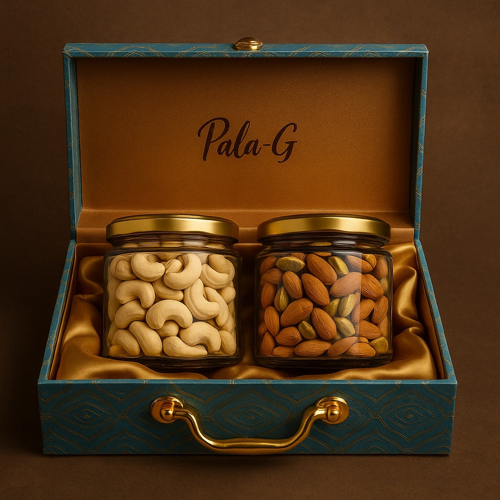 Premium Dry Fruit Gift Box β 2 Jars (180g Each) | Kaju & Badam | Festive & Corporate Gifting Hamper