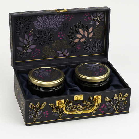 Designer Floral Dry Fruit Gift Box | 2 Jars x 180g Each | Kaju-Badam or Badam-Kishmish | Festive Gift Hamper