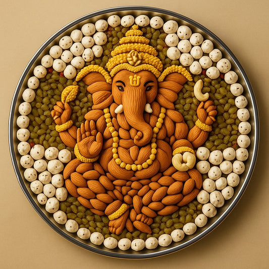 Ganesha Dry Fruit Gift Platter – 1250g | Festive Combo | Designer Round Box