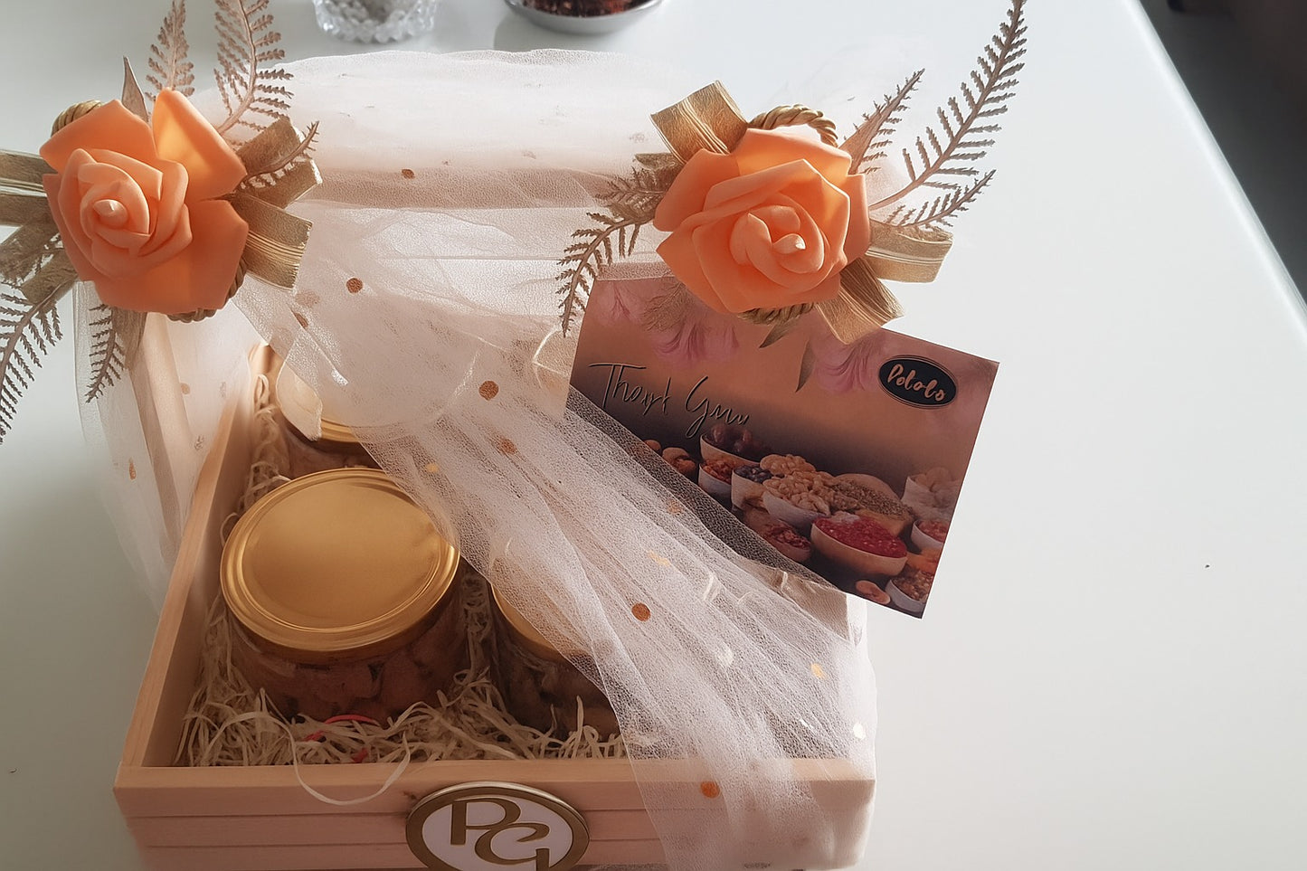 Premium Wooden Dry Fruits Gift Box | 4 Glass Jars x 180g Each | Kaju, Badam, Kishmish, Pista | Festive & Corporate Luxury Hamper